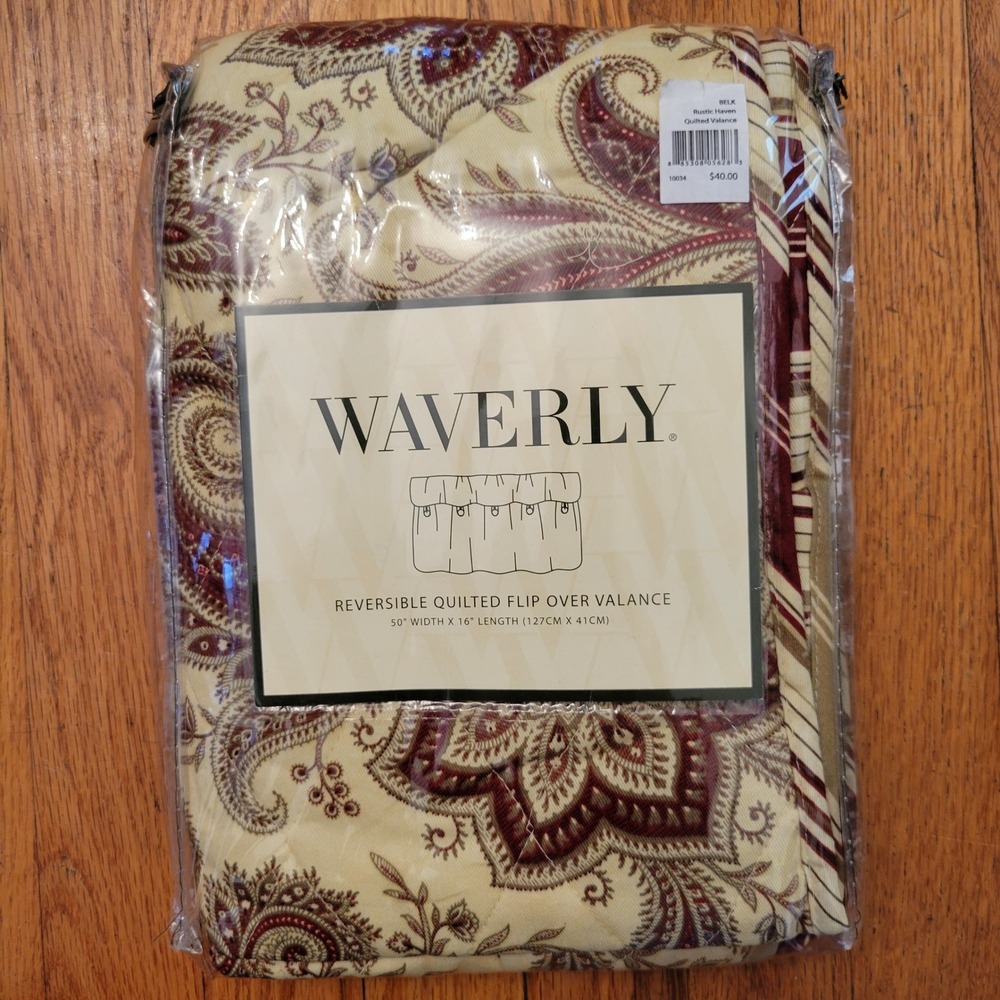 Waverly Rustic Haven Quilted Valance Reversible Window Treatment‎ 50x16 in